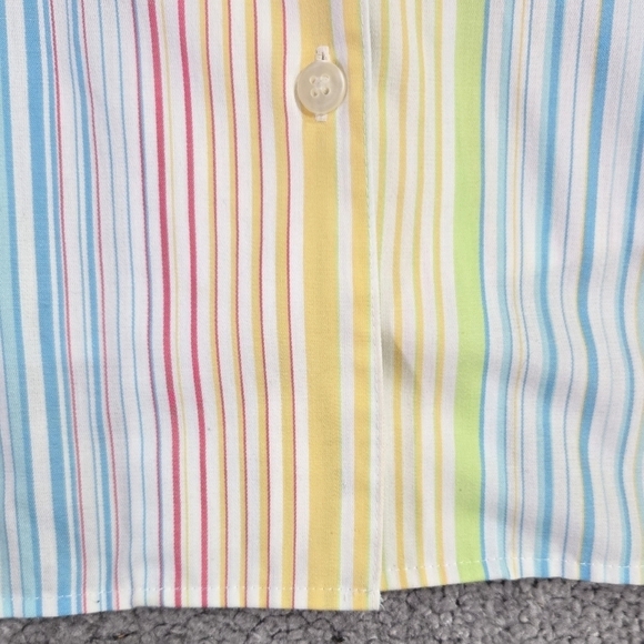 Foxcroft Sport Wrinkle Free Multicolor Rainbow Stripe Button-Up Shirt Office - Picture 8 of 8